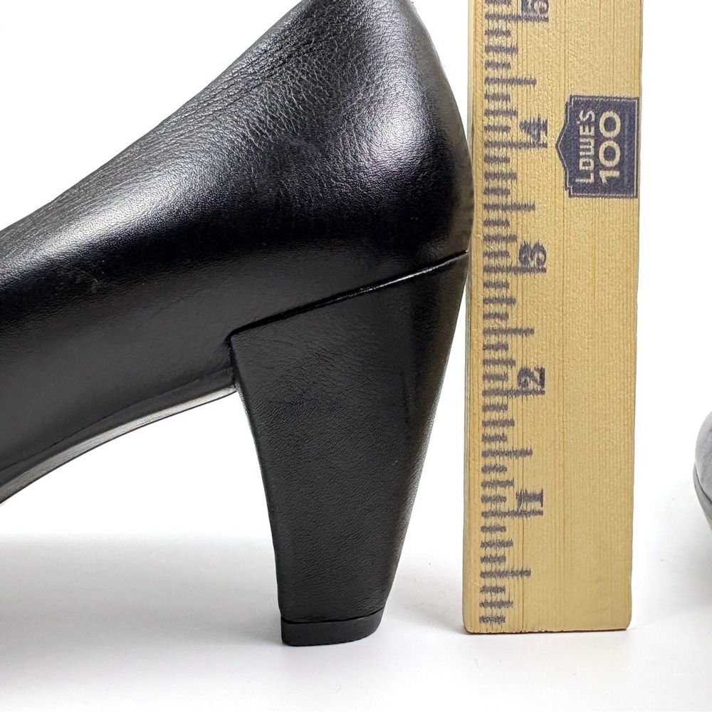 Ecco Black Leather Pumps Sz 40 9 9.5 Danish Style Block Heels Minimalist Career - Picture 5 of 16